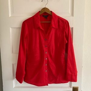 👚 [Zozo] Stretch Linen Red Shirt, Size M, EUC